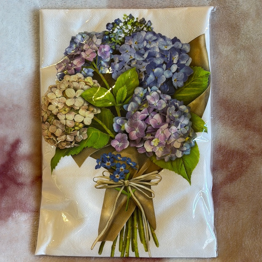 Hydrangias Flour Sack Kitchen Towel Mary Lake Thompson NWT Cotton 30x30”